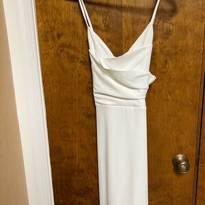 Windsor White Ruffle-Hem Mermaid Midi Dress